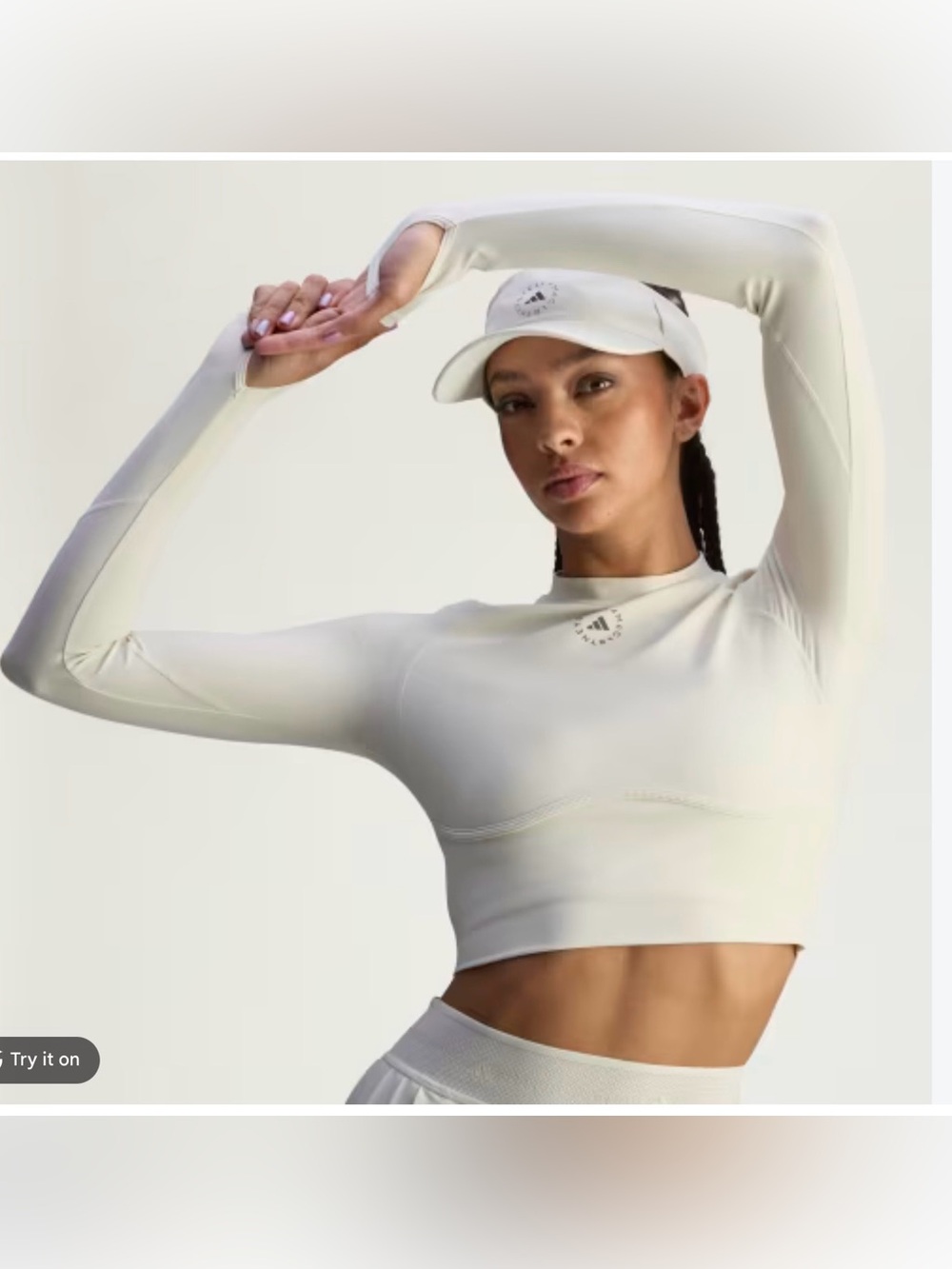 NWT ADIDAS BY STELLA MCCARTNEY ATHLETIC TOPS Crop Long Sleeve Almond Size XL